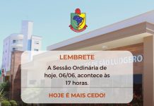 Lembrete: Sessão Ordinária na Câmara Municipal de São Ludgero antecipa o horário