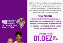 MARCADA PARA DIA 01/12 A ‘VIII CONFERÊNCIA MUNICIPAL DOS DIREITOS DA CRIANÇA E DO ADOLESCENTE’