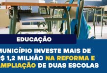Município investe quase R$ 1,4 milhão na reforma e ampliação de duas escolas