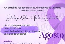 CPMA de Criciúma promoverá evento “Diálogos sobre Violência Doméstica’ no dia 22/08