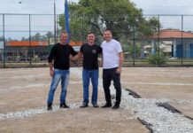 Prefeito Nenem Bardini visita obra de revitalização do Campo Society do Complexo Esportivo Irineu Bornhausen