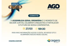 Cegero convida associados para participarem das Assembleias Gerais Ordinárias no dia 27 de março